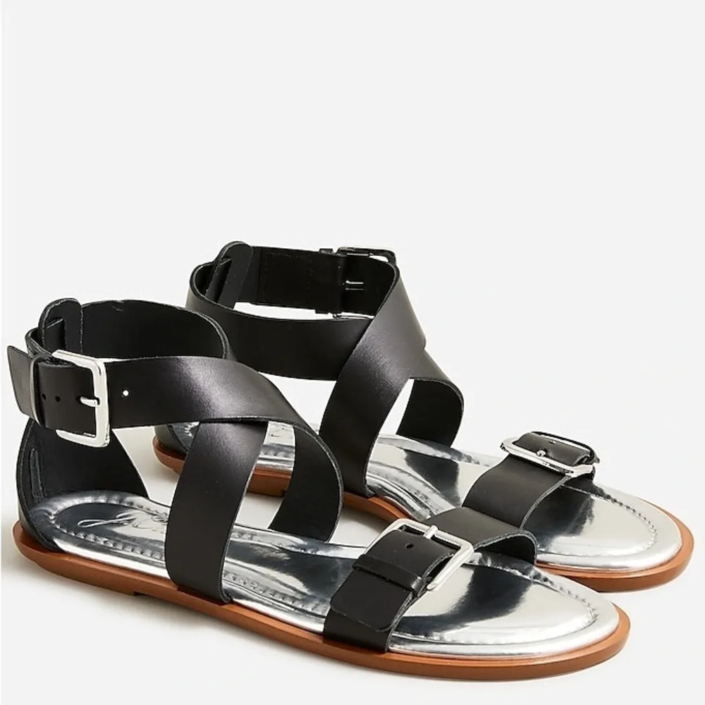 J Crew Sorrento made-in-Italy cross-strap sandals in leather Item BP665
